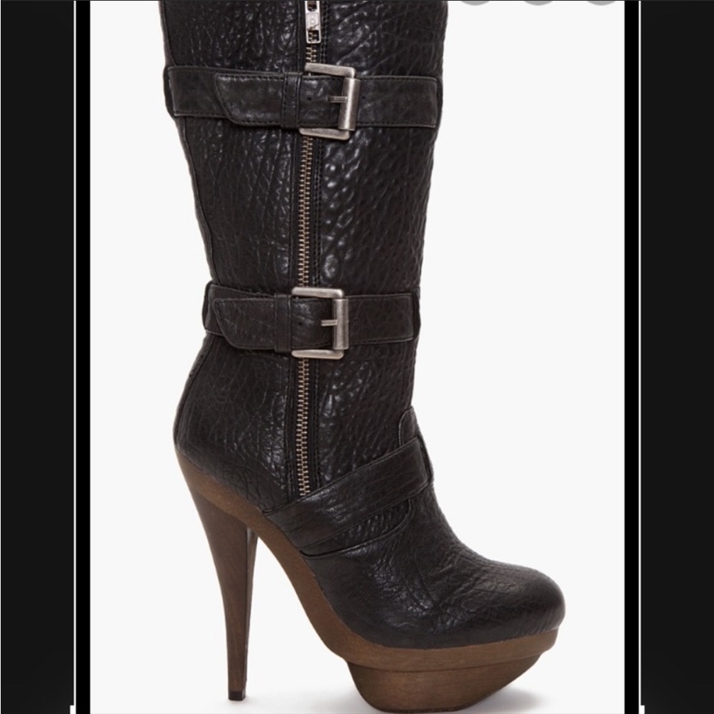 Elizabeth & James E Gasp Stiletto Leather Mid Calf Round Toe Boots size 8 1/2